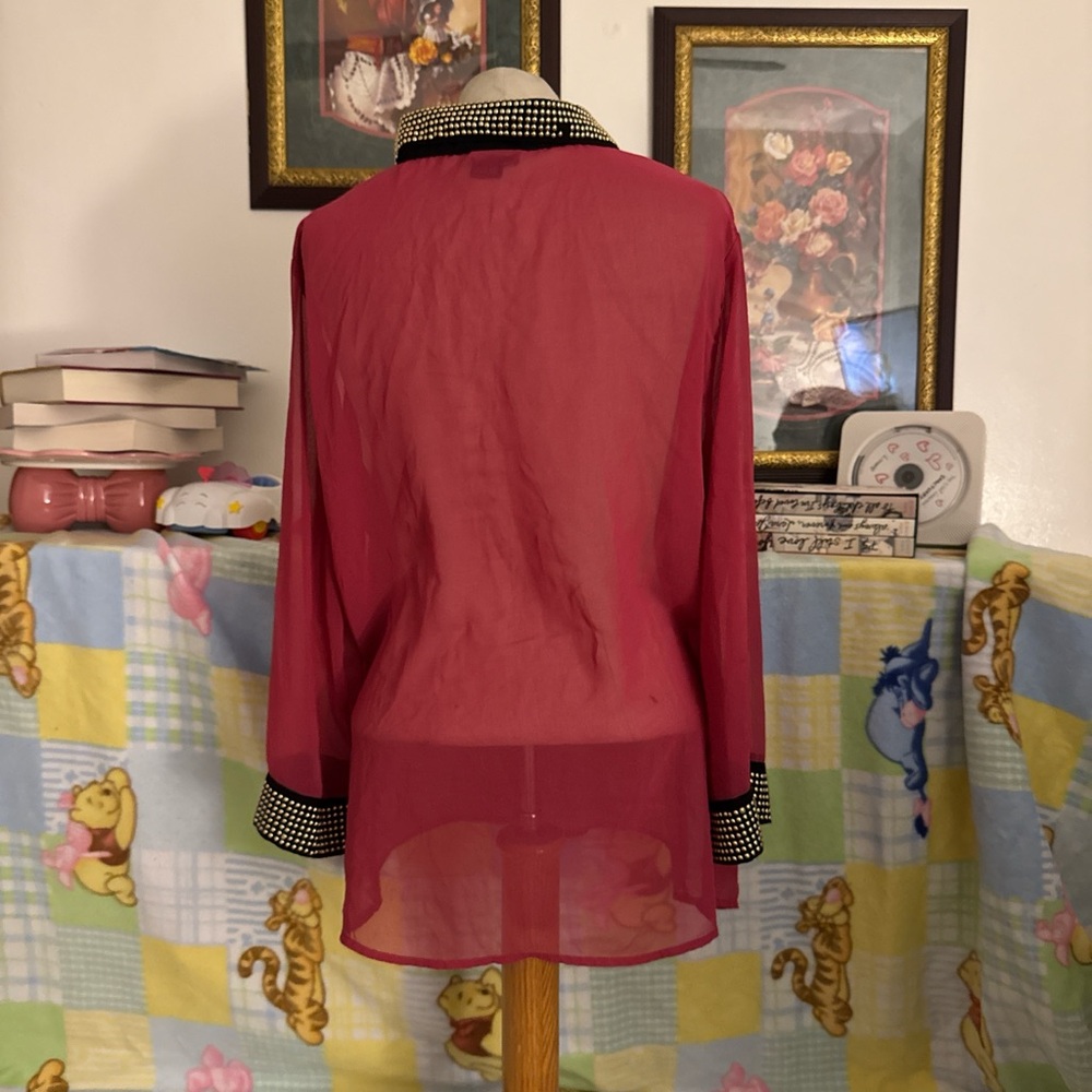 Red sheer blouse - Picture 5 of 7